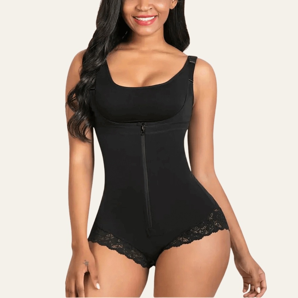 NEW Shaperx Colombian Firm Tummy Control Faja Zip & Hooks bodysuit Size L black